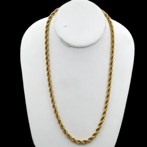 Vintage Gold Tone Twisted Rope Chain Necklace 20" - Picture 5 of 5